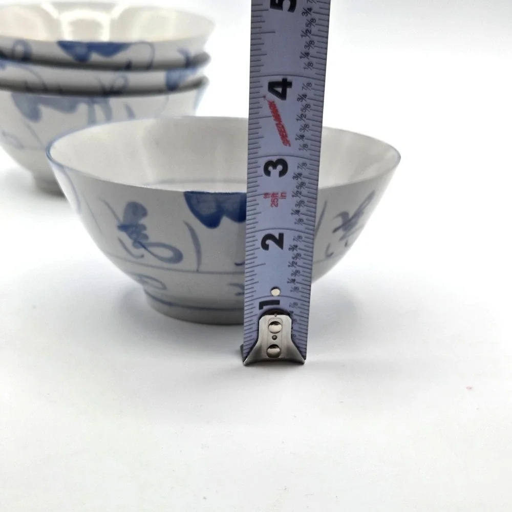 Porcelain Rice Soup Bowls  Asian/Oriental Blue & White  VINTAGE